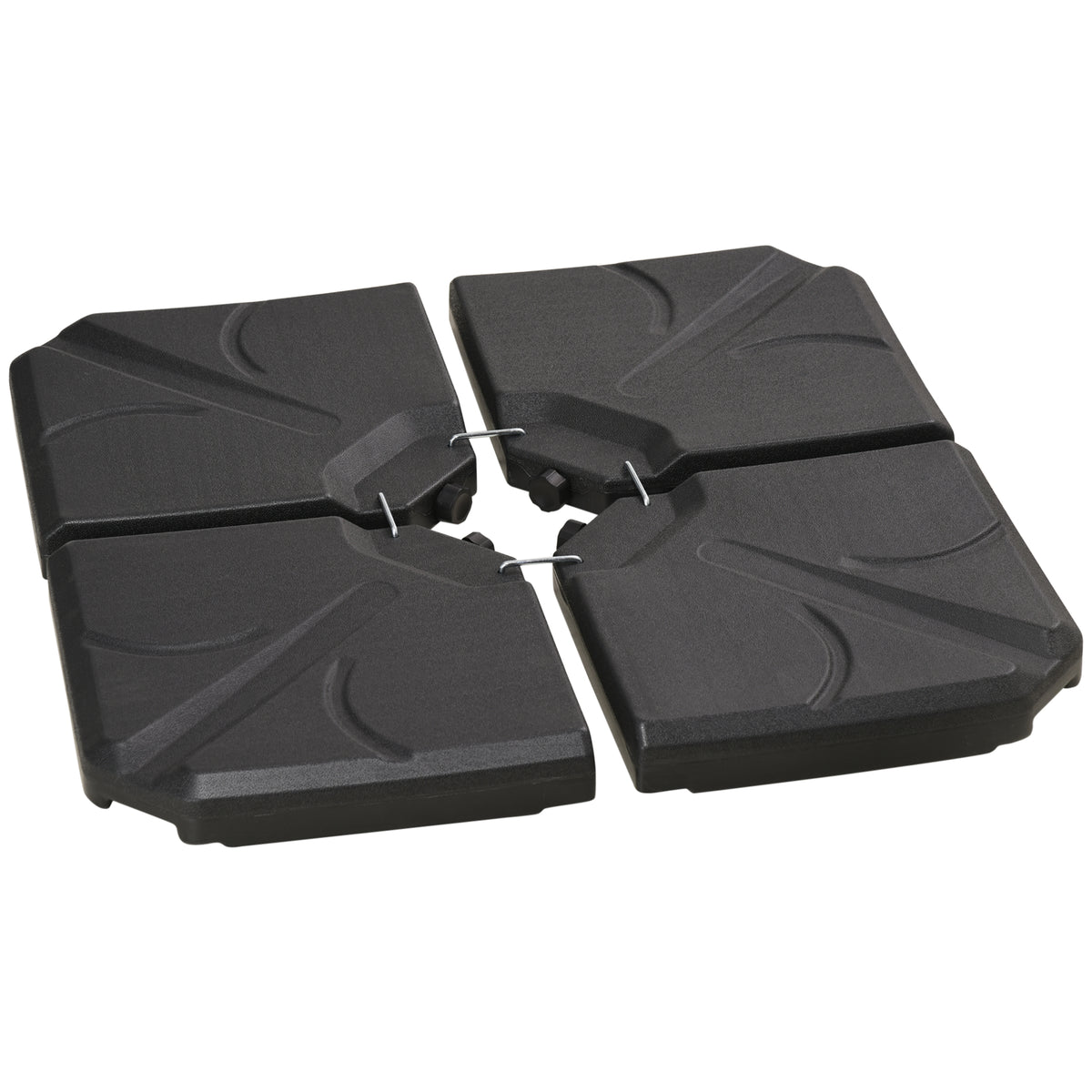 4 Piece Umbrella Base Stand Cantilever Offset Patio Umbrella Weight Plates w/ U Locking, 123 lb Capacity Water or 158 lb Capacity Sand