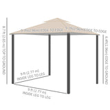 Gazebo de terrasse 10' x 10' avec rideaux et écrans de mailles