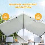 Grand meuble de catio en métal pour l'extérieur de 94,5 po avec housse imperméable, 2 boîtes de repos, 7 plateformes