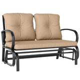 2-Person Outdoor Glider Chair, Patio Double Rocking Loveseat with Steel Frame and Cushions for Backyard