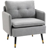 Fauteuil d'appoint, fauteuil rembourré avec dossier capitonné et pieds en acier pour salon