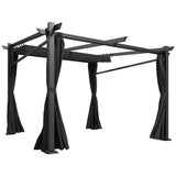 Metal Pergola with Sliding Roof Canopy, 10' x 10'