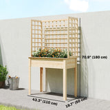 Wooden Raised Garden Bed with 3 Trellises