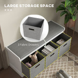 Banc de rangement pour chaussures avec siège, 3 tiroirs en tissu pour corridor