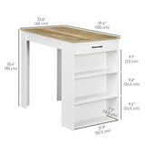 Bar Table with Drawer and 3 Storage Shelves, High Top Pub Table for Home Bar