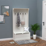 Arbre d'entrée 4-en-1 avec porte-manteau, étagère supérieure, rangement à chaussures et banc, banc d'entrée avec 5 crochets