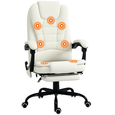 7-Point Vibrating Massage Chair, Reclining Office Chair with Footrest, Adjustable Height