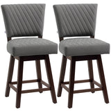 2 Pieces Swivel Bar Stools, Counter Height Stools Set of 2 with Wood Legs and Footrests for Dining Room