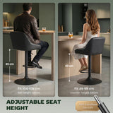 Bar Stools Adjustable Swivel Kitchen Chairs with Backrest Set of 2 for Kitchen Island