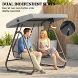 Patio Swing Chair w/Adjustable Canopy Outdoor Porch Swing w/Dual Independent Seats 2-Seat