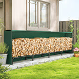 Firewood Rack with Waterproof Cover, 500 kg Log Storage Holder with Steel Chains, 142