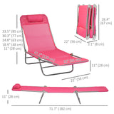 Set of 2 Folding Chaise Lounge Chairs, Reclining Backrest