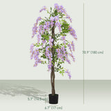 5.9FT Fake Wisteria Tree with Natural Wood Trunk, Greenery Tall Faux Floor Plant