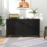 Buffet bahut, Armoire de rangement avec porte grange et étagère ajustable, support télé pour téléviseurs jusqu'à 65 pouces