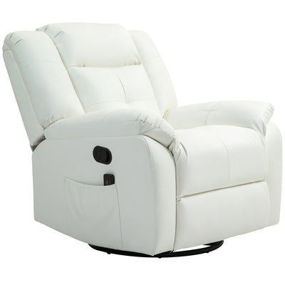 Fauteuil inclinable de massage à 8 points, sofa inclinable manuel en cuir PU, chaise berçante pivotante pour chambre de bébé avec télécommande