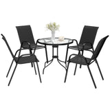 Five-Piece Steel Patio Set, with Glass-Top Table