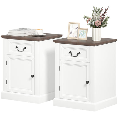 Ensemble de 2 tables d'appoint, tables de nuit avec tiroir et armoire, petits meubles pour espaces réduits