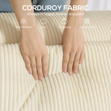 Boneless Couch, Corduroy 3 Seater Sofa with Deep Seat, 2 Pillows