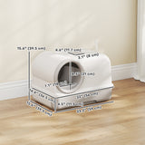 Cat Litter Box Easy Clean Drawer Odor Control Hooded Cat Litter Tray with Scoop White and