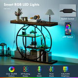 4-Tier Entryway Table with Charging Station LED Lights 39