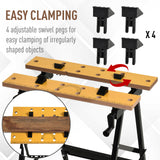 Foldable Work Bench w/ 4 Adjustable Clamps, Carpenter Saw Table