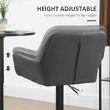 Swivel Barstools Set of 2 Adjustable Bar Stools with Footrest Armrests and PU Leather Back for Dining Room