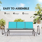 3-Seat Outdoor Glider Chair, Patio Rocking Chair, Steel Frame, Sling Fabric Seat for Garden