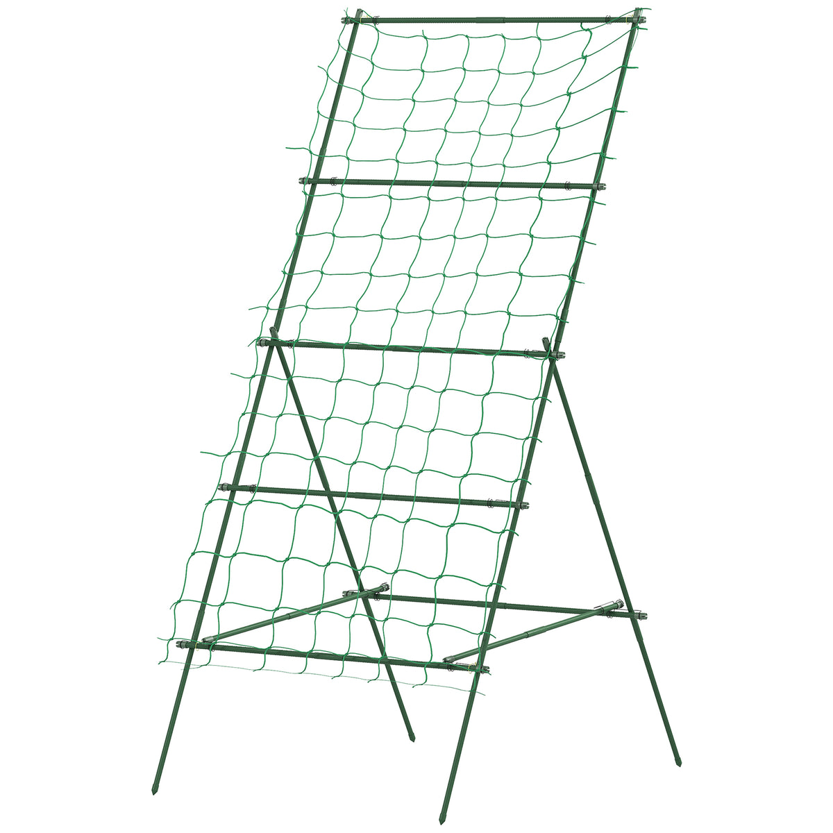 Cucumber Trellis for Climbing Plants, Adjustable A-Frame Garden Trellis with Climbing Net, 20 Metal Clips, 4 Net Straps