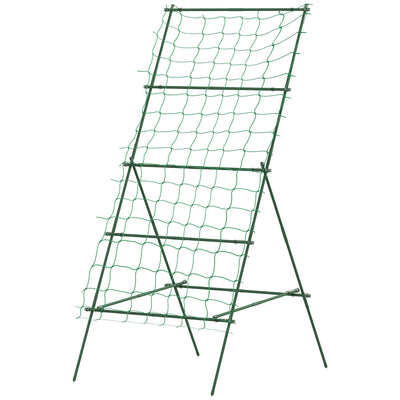 Cucumber Trellis for Climbing Plants, Adjustable A-Frame Garden Trellis with Climbing Net, 20 Metal Clips, 4 Net Straps