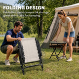 Ensemble de 3 Chaises Berçantes de Patio, Chaises Berçantes Pliantes d'Extérieur et Table Ensemble Bistro avec Siège et Dossier Maille Respirante, Appuie-tête pour Parc