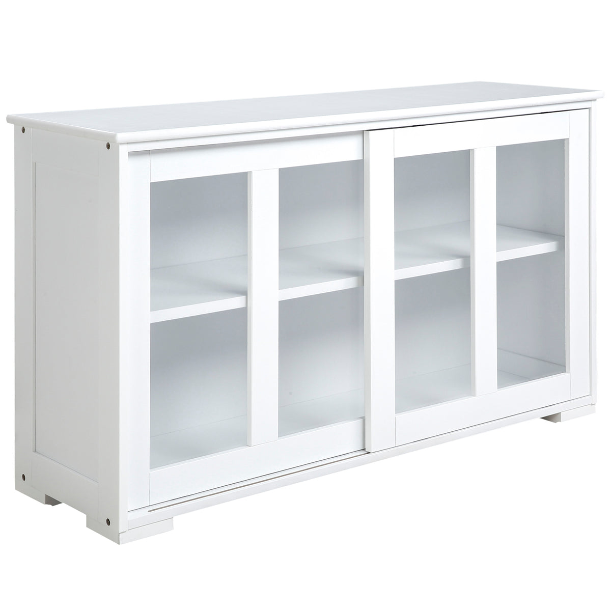 Modern Kitchen Sideboard, Stackable Storage Cabinet, Sliding Glass Door Console