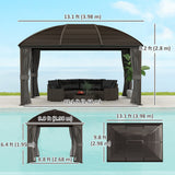 10x13 Hardtop Gazebo Aluminum Outdoor Canopy with Mesh Nettings Curtains