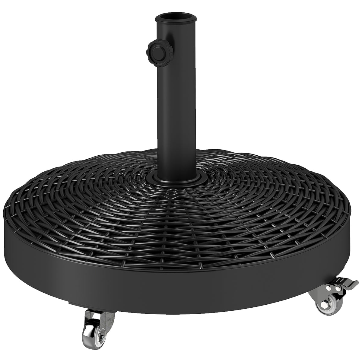 Round Umbrella Base with Wheels, Cement-Filled 55 lbs Parasol Stand