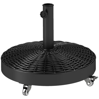 Round Umbrella Base with Wheels, Cement-Filled 55 lbs Parasol Stand