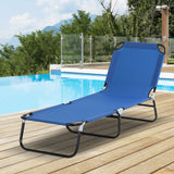 Outdoor Folding Lounge Chair, Steel Tanning Chair with Reclining Back, Breathable Mesh for Beach