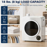 Clothes Dryer with 6 Drying Modes, Laundry Dryer with Stainless Steel Tub 18 lbs