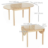 Solid Wood Kitchen Table, Drop Leaf Tables for Small Spaces, Folding Dining Table