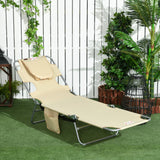 Folding Outdoor Lounge Chair, 5-Level Tanning Chair with Face Hole