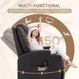 Fauteuil inclinable de massage, fauteuil à bascule pivotant pour chambre de bébé, canapé inclinable manuel avec 8 points de vibration, cuir PU