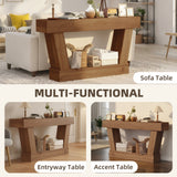 63 Inch Vintage Console Table, Narrow Entryway Table with Open Shelf for Living Room