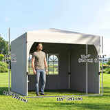 9.6 x 9.6 ft Pop Up Canopy Tent with 3 Sidewalls, UPF 50+ 1-Button Push Easy Setup Outdoor Instant Canopy