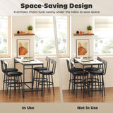 5-Piece Bar Table Set, Industrial Bar Table and Stools for 4 with Footrest and Steel Frame for Kitchen