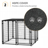 Outdoor Dog Kennel, Lockable Pet Playpen Crate with Top Cover