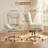 Criss Cross Chair with Wheels, Overstuffed Wide Office Chair with Footrest