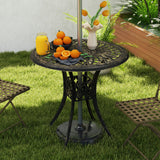 30-inch Round Patio Dining Table with Umbrella Hole Cast Aluminium Outdoor Bistro Table