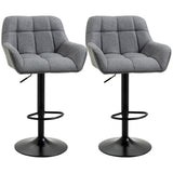 Swivel Barstools Set of 2 Adjustable Bar Stools with Footrest Armrests and PU Leather Back for Dining Room