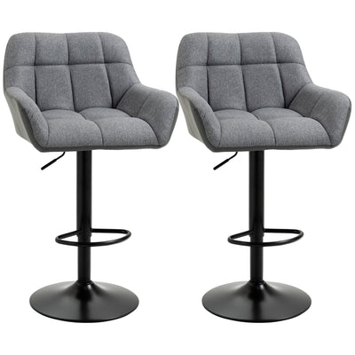 Swivel Barstools Set of 2 Adjustable Bar Stools with Footrest Armrests and PU Leather Back for Dining Room