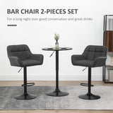Swivel Barstools Set of 2 Adjustable Bar Stools with Footrest Armrests and PU Leather Back for Dining Room Black