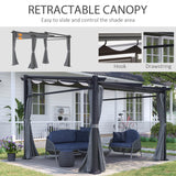 Metal Pergola with Sliding Roof Canopy, 10' x 10'