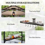 8' x 5' Grill Gazebo, 2 Side Shelves, 6 Hooks